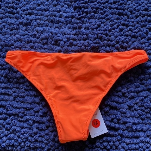 CUPSHE Bikini Cheeky Bottom ruffle top Swim Suit Beach pool summer Orange Sz M - Picture 5 of 8
